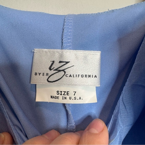 VTG Y2K IZ Byer Asymmetrical Midi Slip Dress Small 7 Blue Floral Fairycore 90s - Picture 2 of 6